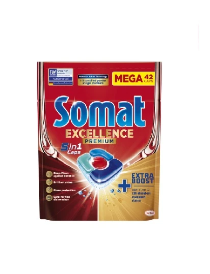 Detergent capsule pentru masina de spalat vase Somat 5 in 1 Excellence 42 spalari